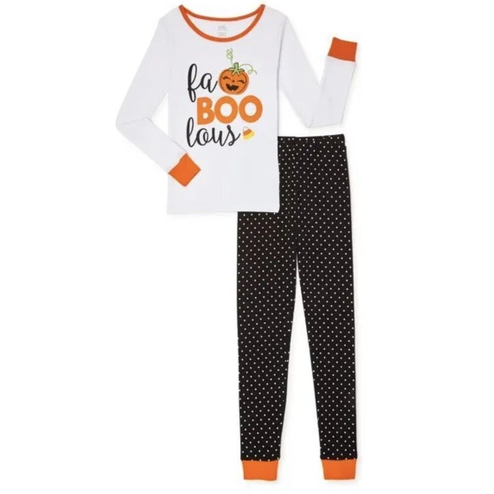 Girls Halloween 2 Piece Set Pajamas - Pumpkin FaBOOlous - Size 4